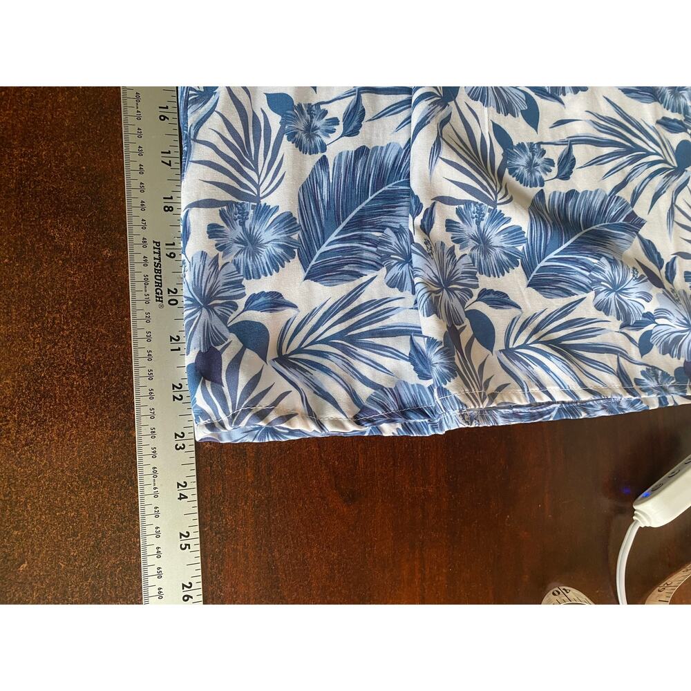 Ocean Drive Blue White Tropical Floral Wide Leg Smocked Waist Pull On Pants Med - Picture 7 of 7
